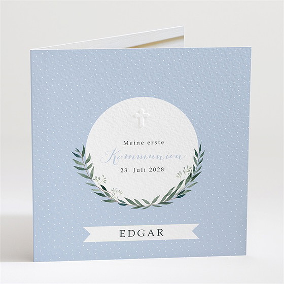 Einladung Kommunion Zartes Blau