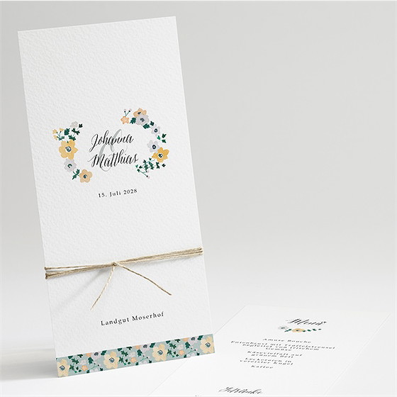 Menükarte Hochzeit Floraler Rahmen