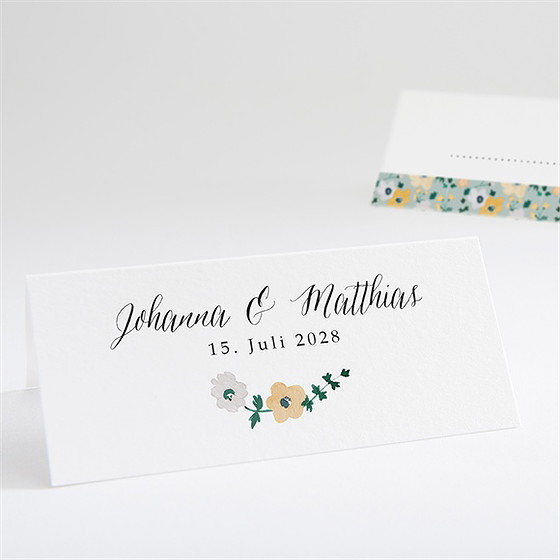 Tischkarte Hochzeit Floraler Rahmen