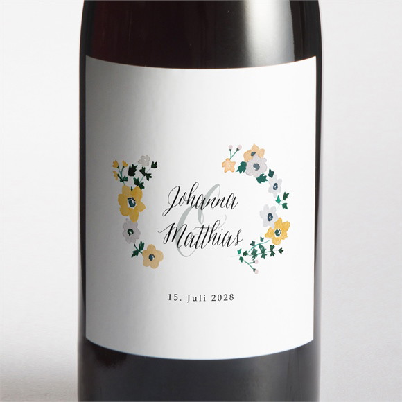 Flaschenetikett Hochzeit Floraler Rahmen ref.N3001534