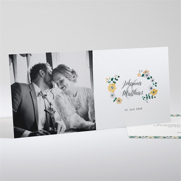 Dankeskarte Hochzeit Floraler Rahmen ref.N13190