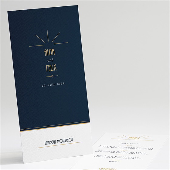 Menükarte Hochzeit Art Déco