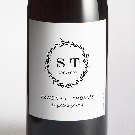 Flaschenetikett Hochzeit Retro Chic