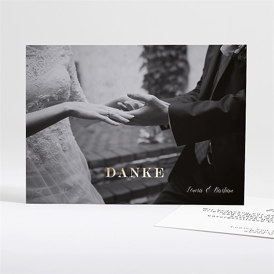 Dankeskarte Hochzeit Goldschimmer - Gold