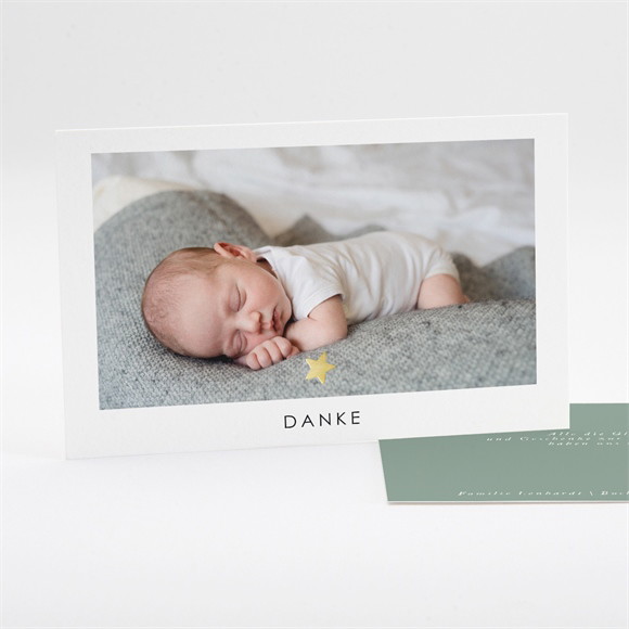 Dankeskarte Geburt Polaroid Graugrün ref.N17109