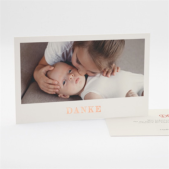 Dankeskarte Geburt Pinselstrich - Kupfer