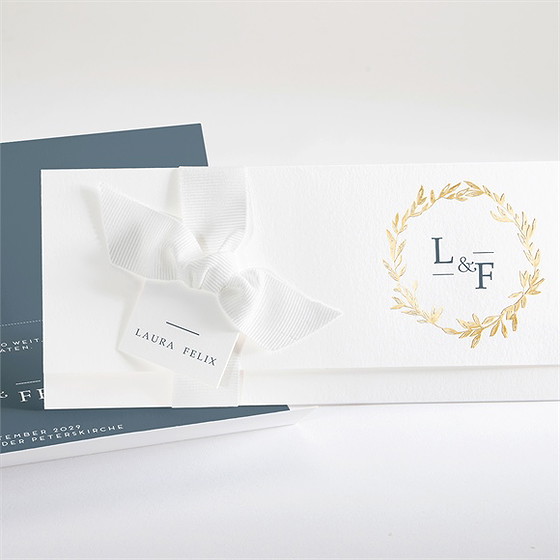 Hochzeitseinladung Goldkranz