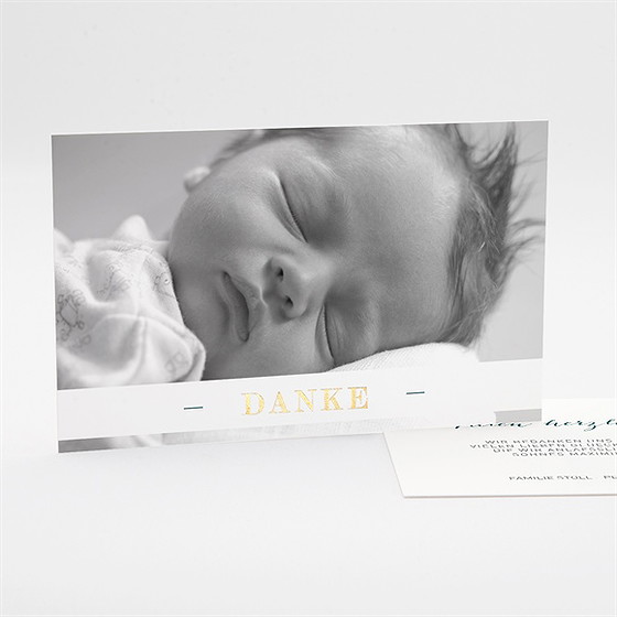 Dankeskarte Geburt Goldblatt - Gold