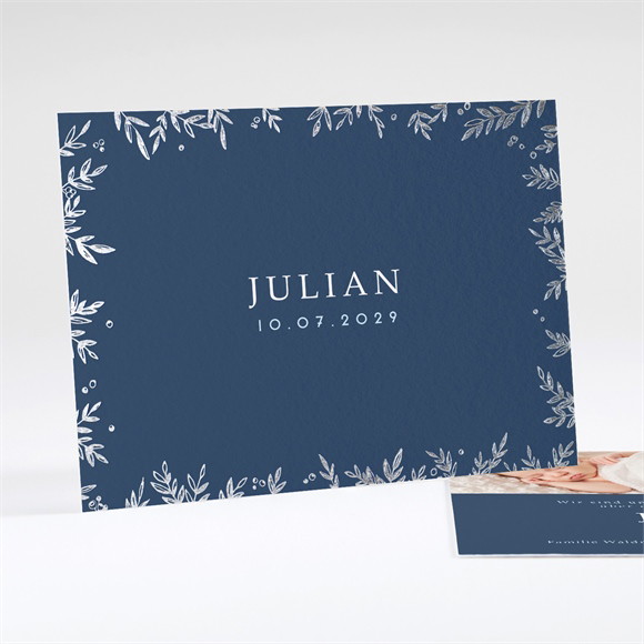 Geburtskarte Silberner Blätterkranz ref.N18112