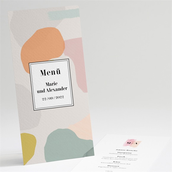 Menükarte Hochzeit Pastell ref.N22193