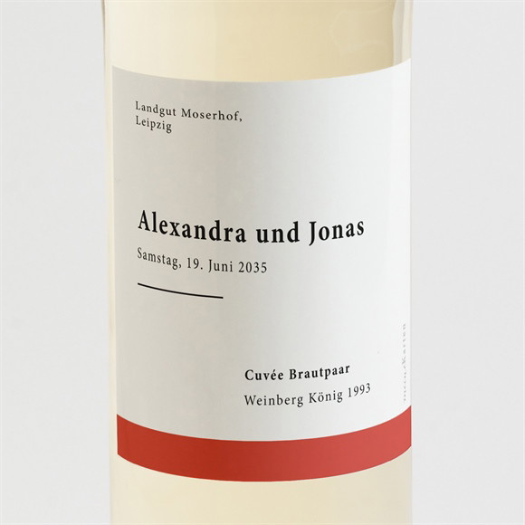 Flaschenetikett Hochzeit Karminrot ref.N3001546