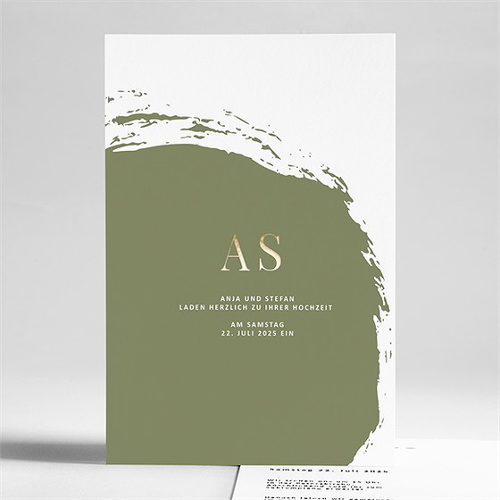 Hochzeitseinladung Olivfarbener Pinselstrich