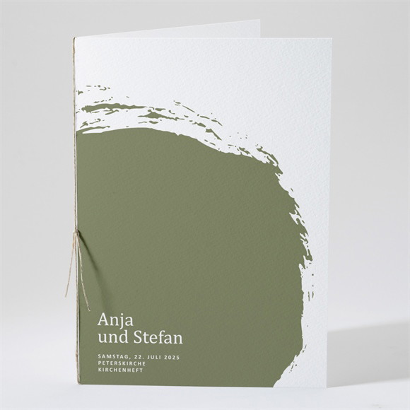 Kirchenheft Hochzeit Olivfarbener Pinselstrich ref.N491117