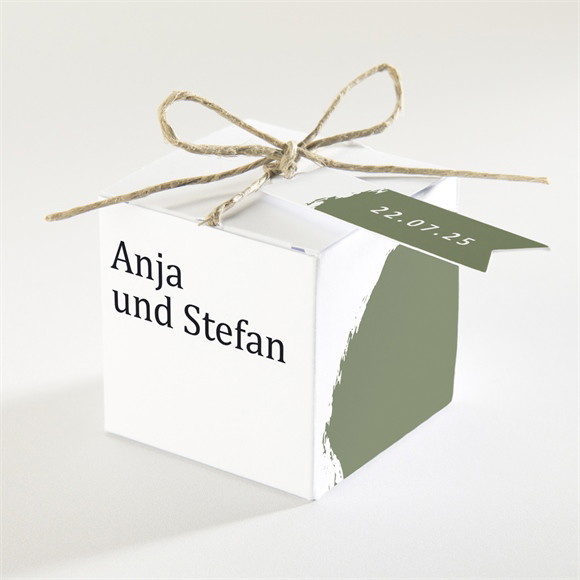 Geschenkbox Hochzeit Olivfarbener Pinselstrich ref.N340211