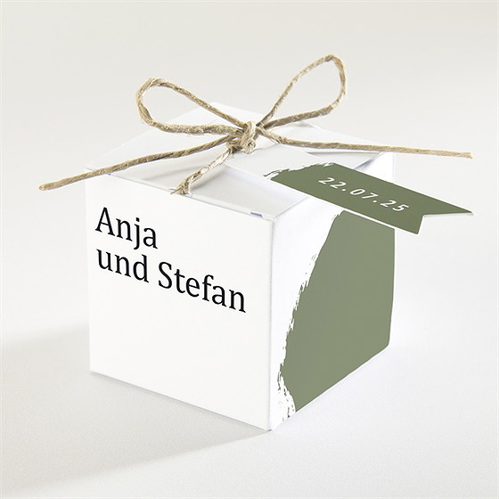 Geschenkbox Hochzeit Olivfarbener Pinselstrich