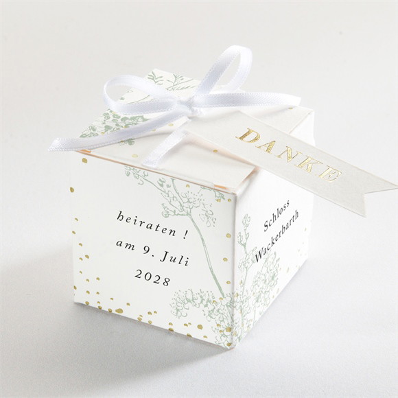 Geschenkbox Hochzeit Farn - Gold ref.N340214