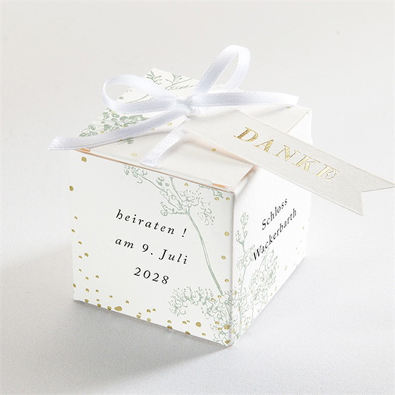 Geschenkbox Hochzeit Farn - Gold