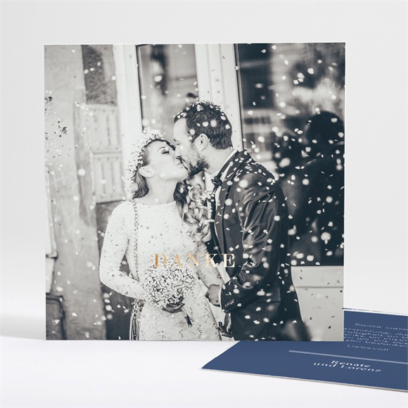 Dankeskarte Hochzeit Blauer Pinselstrich ref.N35120