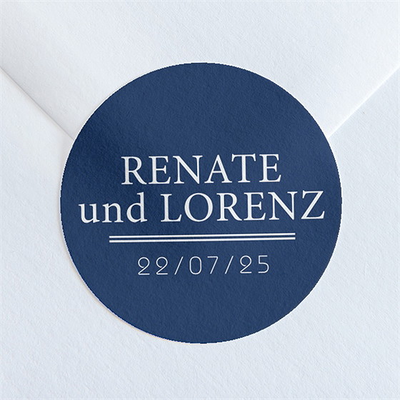 Aufkleber Hochzeit Blauer Pinselstrich