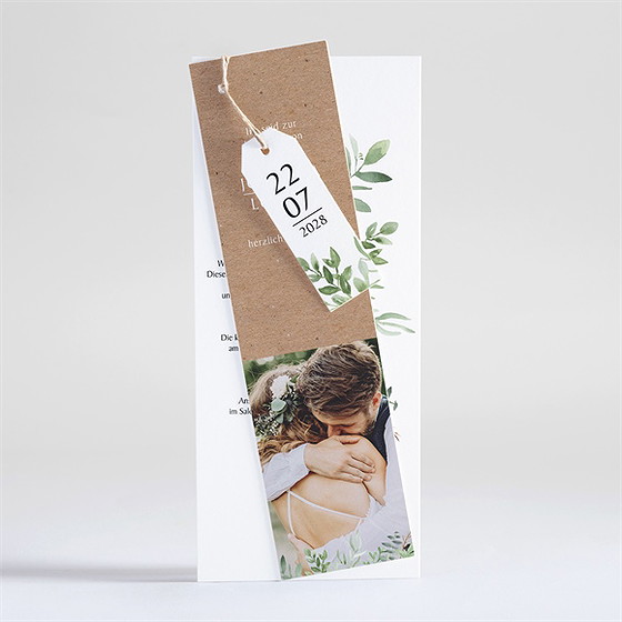 Hochzeitseinladung Blätterschmuck