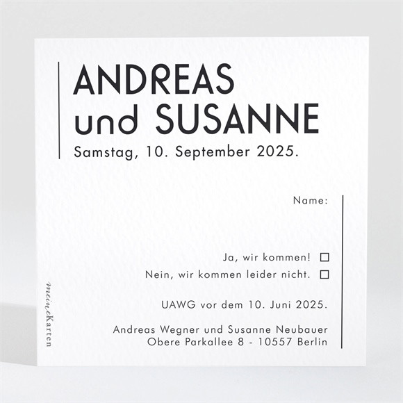 Antwortkarte Hochzeit "Minimalismus"
