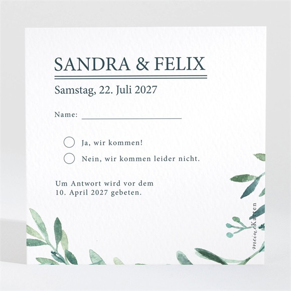 Antwortkarte Hochzeit Blätterkranz ref.N3001567