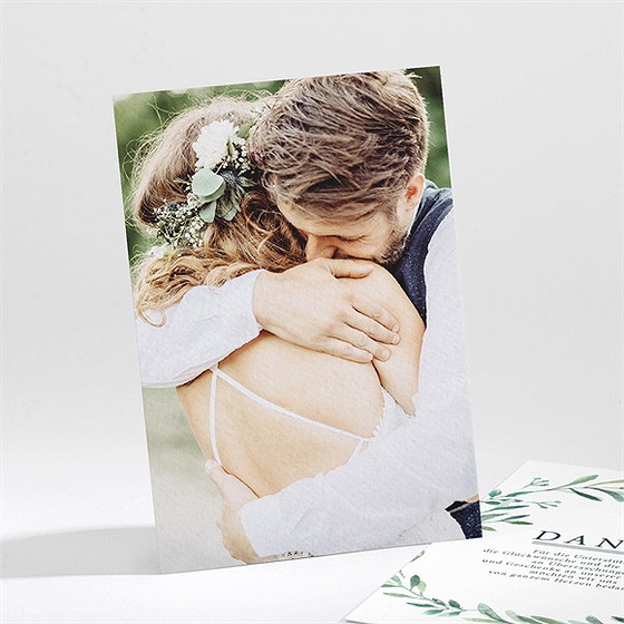 Dankeskarte Hochzeit blätterkranz