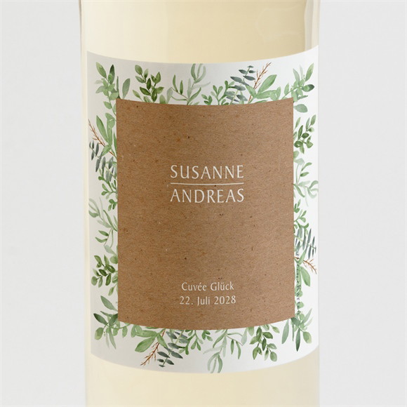 Flaschenetikett Hochzeit "Frühlingsgrün"