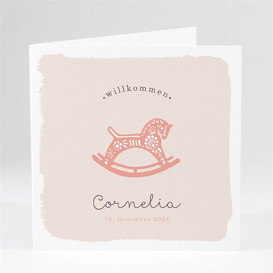 Geburtskarte Schaukelpferd Mädchen