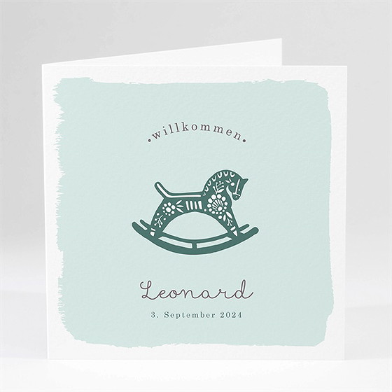 Geburtskarte Schaukelpferd Junge