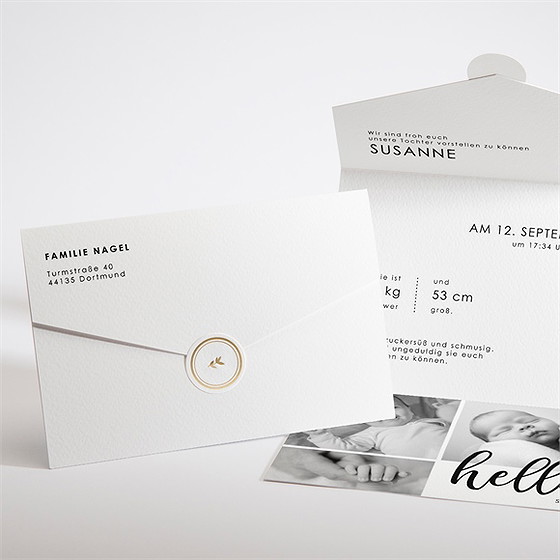 Geburtskarte Hello - Brief