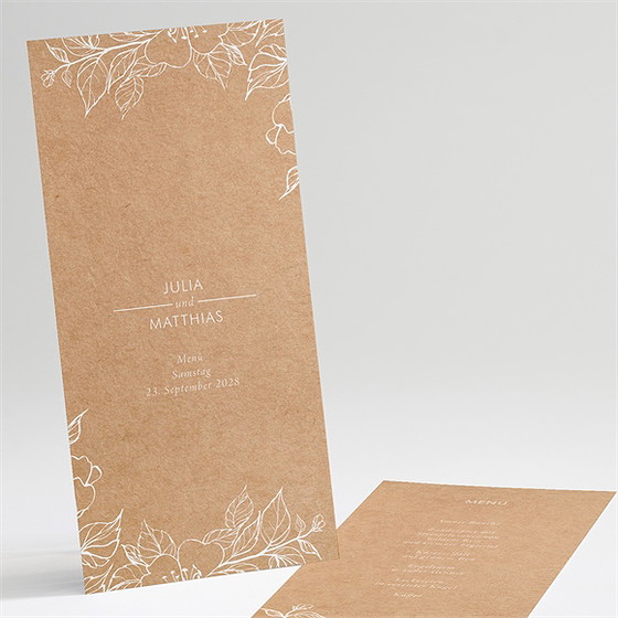 Menükarte Hochzeit Elegante Gravur