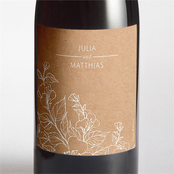 Flaschenetikett Hochzeit Elegante Gravur
