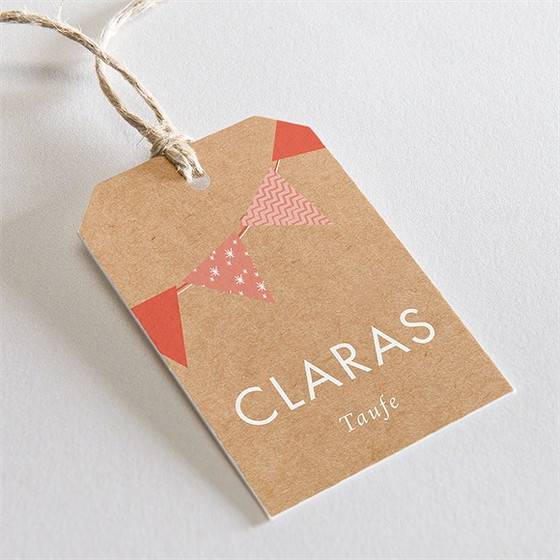 Geschenkanhänger Taufe Rosa Girlande