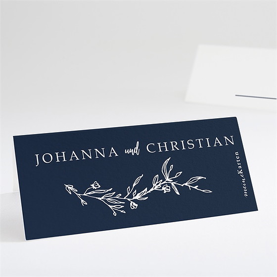 Tischkarte Hochzeit Mineralblau