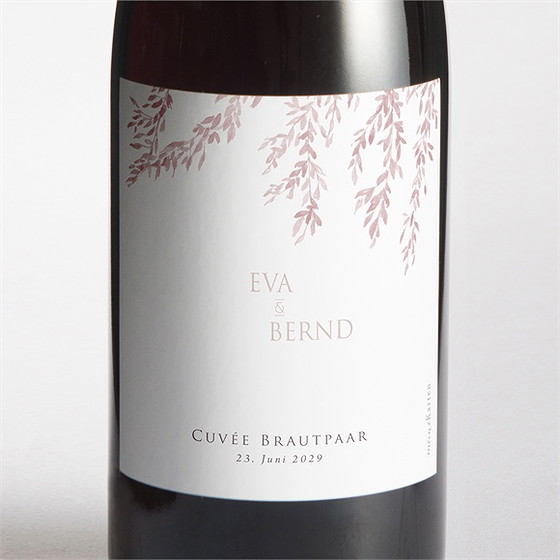 Flaschenetikett Hochzeit goldene weide