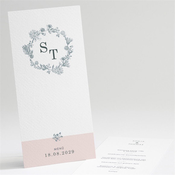 Menükarte Hochzeit Blumenkranz ref.N221116