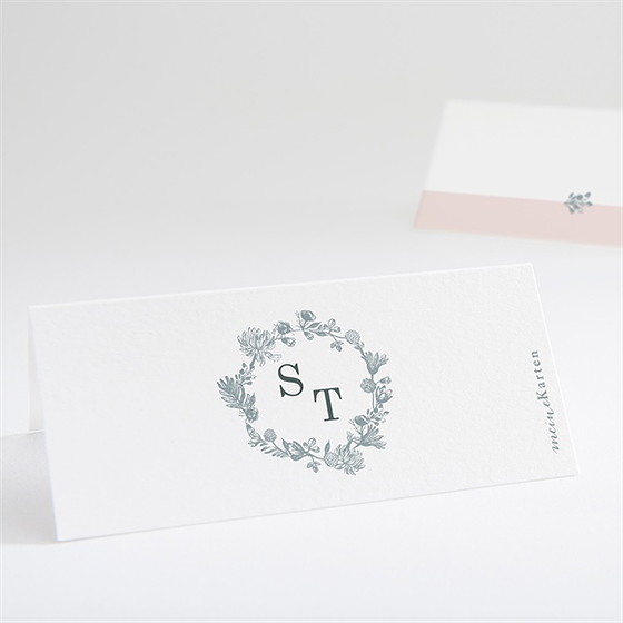 Tischkarte Hochzeit Blumenkranz