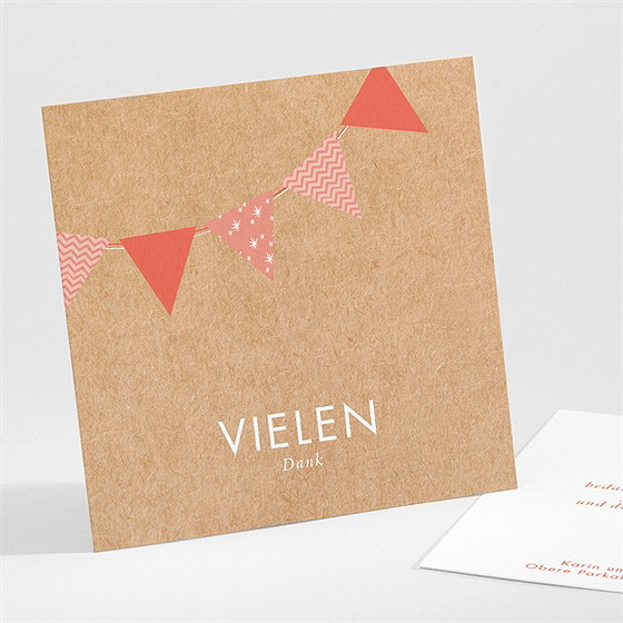 Dankeskarte Taufe rosa girlande