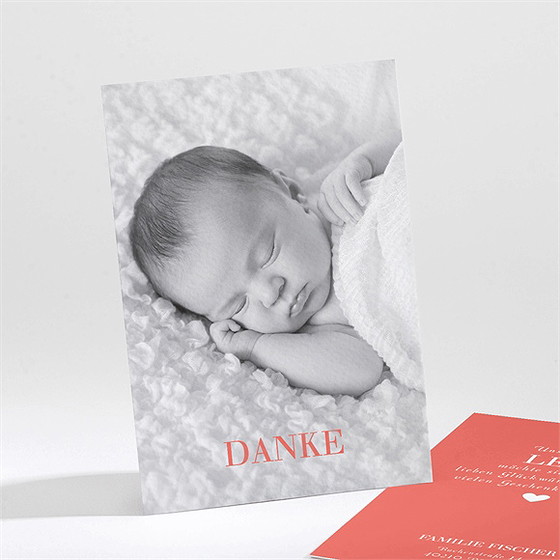 Dankeskarte Geburt Granatapfelrot