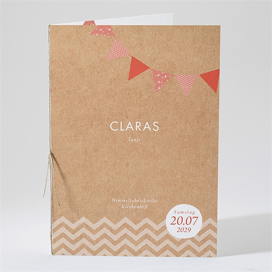 Kirchenheft Taufe rosa girlande