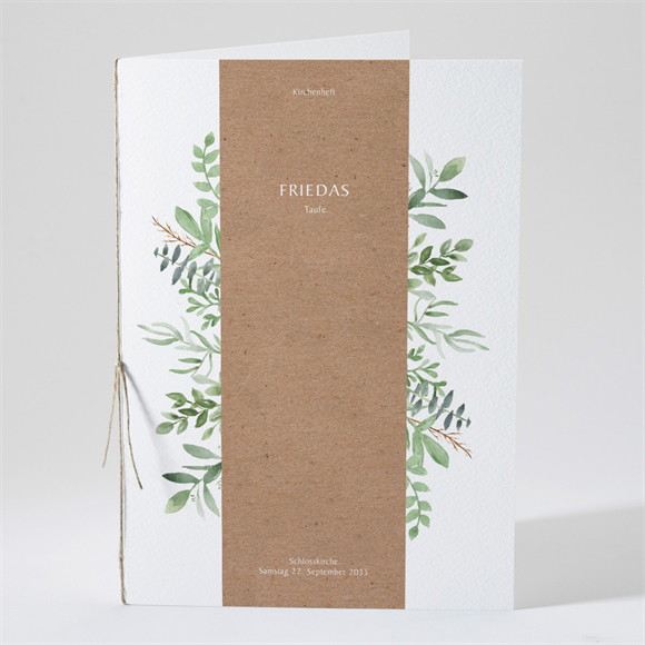 Kirchenheft Taufe Kraftpapier und Pflanzenmotiv ref.N491155