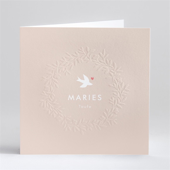 Einladung Taufe Taube und Blumenkranz-Prägung ref.N46133