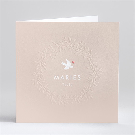 Einladung Taufe taube und blumenkranz-prägung