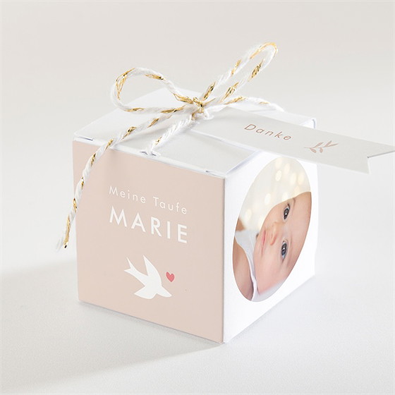 Geschenkbox Taufe taube und blumenkranz
