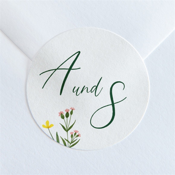 Aufkleber Hochzeit Blumenkreis ref.N36054