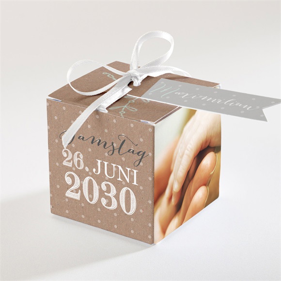 Geschenkbox Taufe Pictos rund und Kraft in Blau ref.N340119