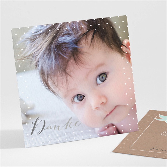 Dankeskarte Taufe Pictos rund und Kraft in Blau ref.N30127