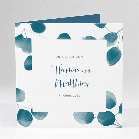 Geburtskarte Blaue Blätter ref.N451158