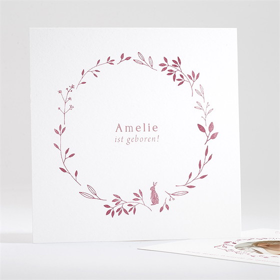 Geburtskarte Floral In Rosa